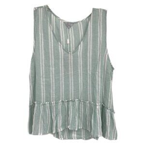 Rails Blue White Striped Ruffle Hem Tank Top | Size S